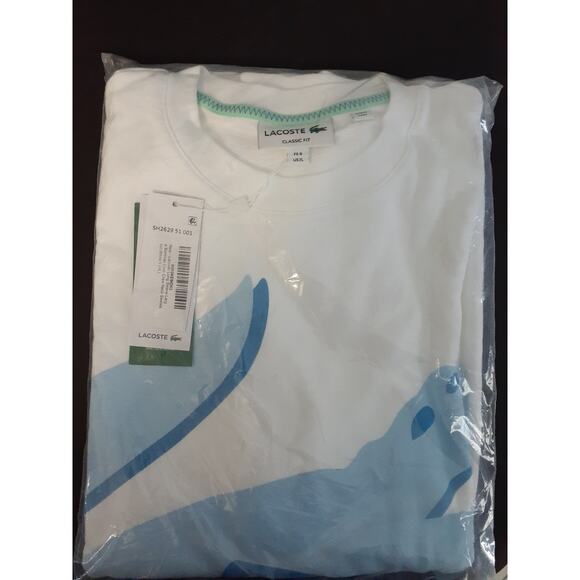 Lacoste Men's Long Sleeve Large Summer Croc Crew Neck Sweatshirt White XL - Picture 2 of 2